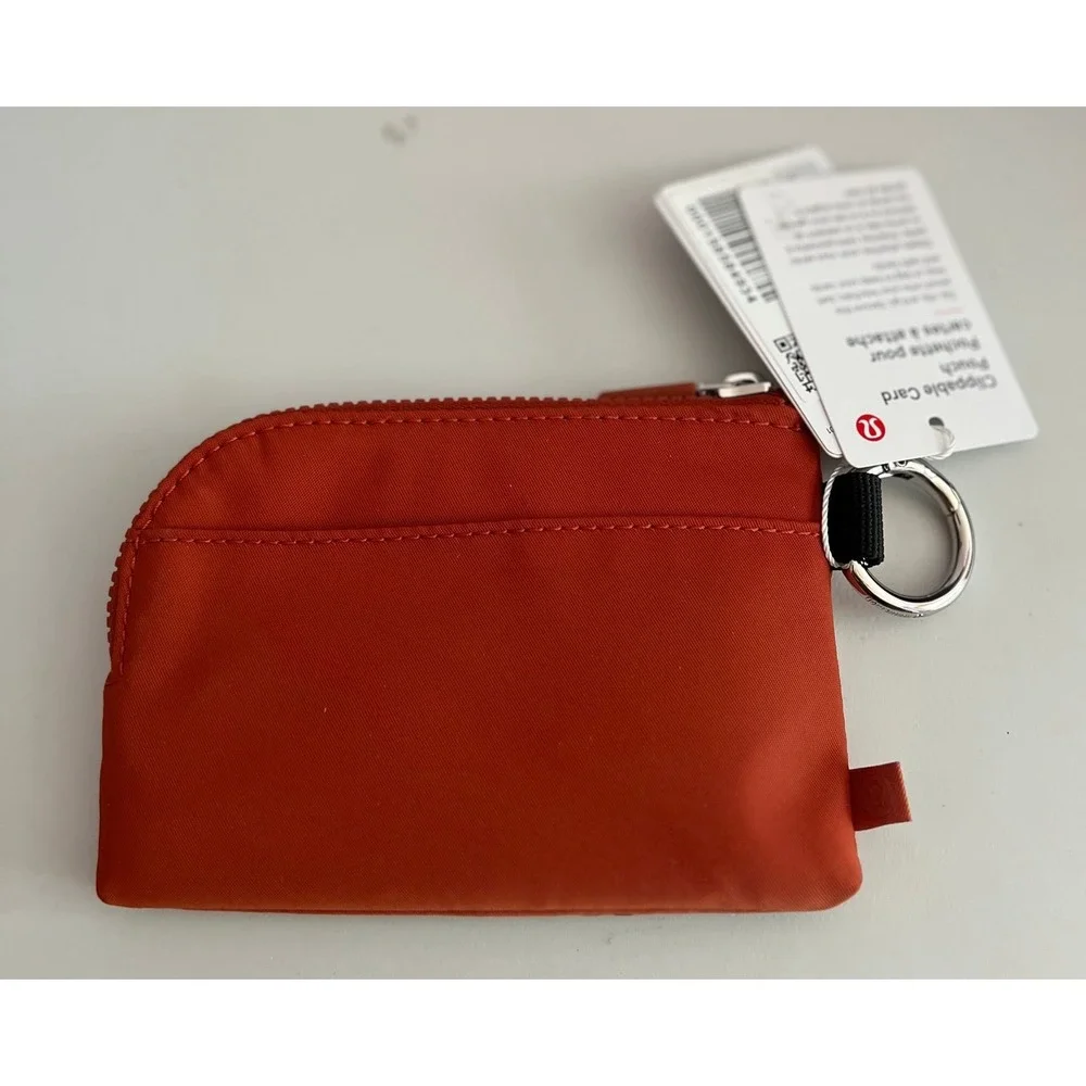 Lululemon Clippable Card Pouch Autumn Rust and Black NWT